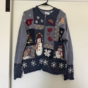 Vintage Croft & Barrow Knit Zip Sweater Christmas Holiday Winter Wool Blend 90’s